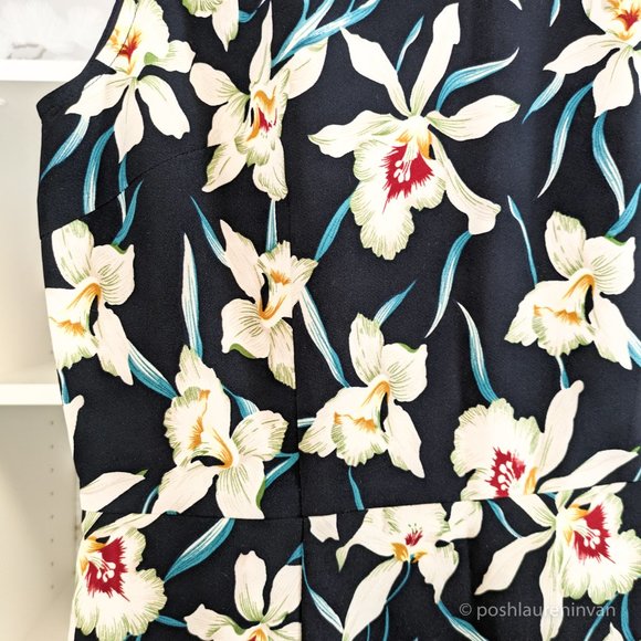 Black Shift Dress with Tropical Print – Women's Resort Wear - Size 6 - Picture 4 of 15